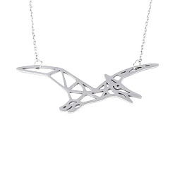 Stainless Steel Color 201 Stainless Steel Pendant Necklaces, with Cable Chains, Pterosaur, Stainless Steel Color, 18.1 inch(46cm), 2mm, Pterosaur: 22.5x55.5x1mm