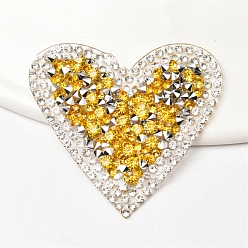 Girasol Diamantes de imitación en forma de corazón, apliques de diamantes de imitación, para disfraz, sombrero, bolsa, girasol, 48x45 mm