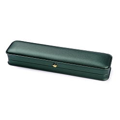 Dark Green PU Leather Necklace Box, with Golden Iron Crown, for Wedding, Jewelry Storage Case, Rectangle, Dark Green, 9-3/8x2-1/4x1-1/2 inch(23.9x5.6x3.7cm)