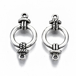 Antique Silver Tibetan Style Alloy Links Connectors, Ring, Cadmium Free & Nickel Free & Lead Free, Antique Silver, 25x13x4mm, Hole: 1.2mm, about 800pcs/1000g