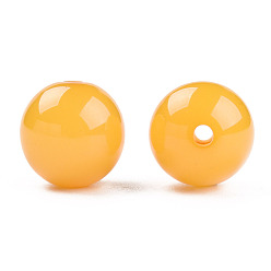 Orange Resin Beads, Imitation Jade, Round, Orange, 12mm, Hole: 1.6~1.8mm