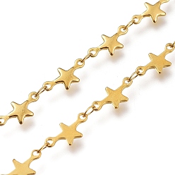 Золотой 304 звёздчатые цепи из нержавеющей стали, с катушкой, пайки, золотые, звезды: 12.5x6x1 mm, ссылка: 3.5x2x0.2 mm, около 16.4 футов (5 м) / рулон
