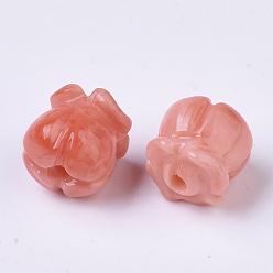 Saumon Perles de corail synthétiques, teint, deux tons, tulipe, Saumon, 8.5x8mm, Trou: 1.5mm