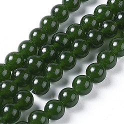 Jade Blanc Perles naturelles, perles de jade , teint, imitation taiwan jade, ronde, 10mm, Trou: 1.2mm, Environ 38 pcs/chapelet, 15.1 pouce (38.5 cm)
