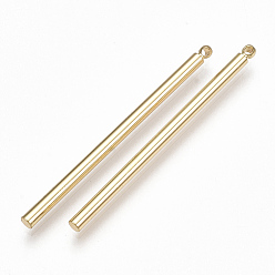 Chapado en Oro Real 18K Colgantes de latón, columna, real 18 k chapado en oro, 40x2 mm, agujero: 1 mm