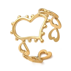 Сердце 304 палец кольца из нержавеющей стали, полое кольцо-манжета для женщин, золотые, сердце, 5~16.5 мм, внутренний диаметр: 18 мм
