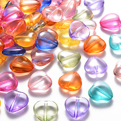 Mixed Color Transparent Acrylic Beads, Heart, Mixed Color, 13.5x13.5x5.5mm, Hole: 1.5mm, about 775pcs/500g