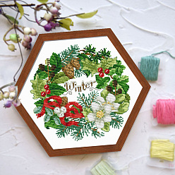 Colorido Kits para principiantes en punto de cruz con patrón de flores con tema de invierno, incluyendo tela e hilo de bordado, aguja, colorido, 370x370 mm