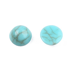 Turquoise Moyen Cabochons acryliques, style de pierres fines imitation, demi-tour, turquoise moyen, 6x3mm