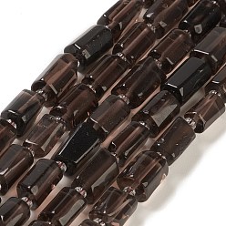 Smoky Quartz Natural Smoky Quartz Beads Strands, with Seed Beads, Faceted, Column, 5.5~7.5mm, Hole: 0.7mm, about 26~33pcs/strand, 15.67''~16.46''(39.8~41.8cm)