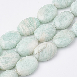 Amazonite Natural Amazonite Beads Strands, Oval, 17.5~18x13x5.5mm, Hole: 1mm, about 23pcs/strand, 16.14 inch