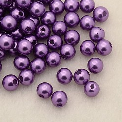 Medium Orchid Imitation Pearl Acrylic Beads, Dyed, Round, Medium Orchid, 6x5.5mm, Hole: 1.5~2mm, about 4500pcs/pound