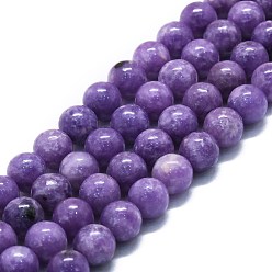 Lepidolita Lepidolita natural / hebras de perlas de piedra de mica púrpura, rondo, 8 mm, agujero: 1.2 mm, sobre 51 unidades / cadena, 15.75'' (40 cm)
