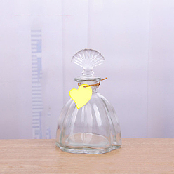 Shell Shape Bouteilles de verre qui souhaitent, avec étiquette volante de style aléatoire, perle conteneurs, décorations pour la maison, forme coquille, 10x13 cm