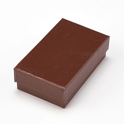 Brun De Noix De Coco Boîtes à pendentif / boucles d'oreilles en carton, 2 emplacements, avec une éponge noire, pour emballage cadeau bijoux, brun coco, 8.4x5.1x2.5 cm
