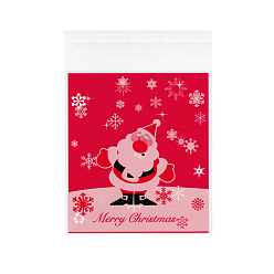 Red Rectangle OPP Cellophane Bags for Christmas, Red, 13.9x9.9cm, Unilateral Thickness: 0.035mm, Inner Measure: 11x9.9cm, about 95~100pcs/bag