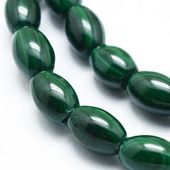 Malachite Natural Malachite Beads Strands, Rice, 8~9x6mm, Hole: 0.8mm, about 45pcs/strand, 15.75 inch(40cm)