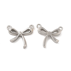 Stainless Steel Color 304 Stainless Steel Pendants, Bowknot Charm, Stainless Steel Color, 14.5x15.5x3mm, Hole: 1mm