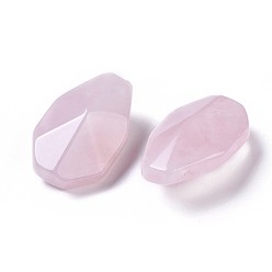 Cuarzo Rosa Natural aumentó colgante cuarzo, facetados, lágrima, 36~37.5x23~24x14~15.5 mm, agujero: 1.8 mm