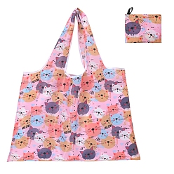 Cat Shape Складные сумки для продуктов из ткани Оксфорд, многоразовые непромокаемые сумки для покупок, с сумкой и ручкой для сумки, форма кошки, 68x58 см