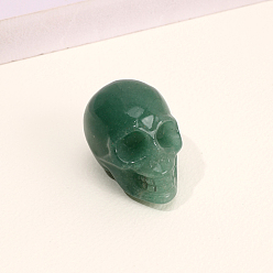 Aventurine Verte Décorations d'affichage de figurine de crâne d'aventurine verte naturelle, ornements en pierre d'énergie, 40x25x27mm