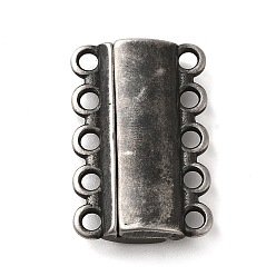 Gunmetal 304 Stainless Steel Multi-Strand Magnetic Slide Clasps, 5-Strand, 10-Hole, Rectangle, Gunmetal, 28x18.5x6mm, Hole: 2.5mm