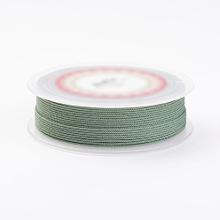 Темно-Зеленый Плетеные нити нейлона, окрашенные, завязывая шнур, для китайского вязания, ремесла и изготовление ювелирных изделий, темно-зеленый, 1 мм, около 20 м / рулон