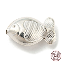 Argent 925 perles en argent sterling, poisson, argenterie, 13x20x8mm, Trou: 3.2mm