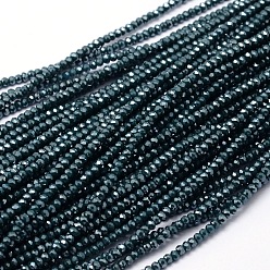 Prussian Blue Faceted Rondelle Full Rainbow Plated Electroplate Glass Beads Strands, Prussian Blue, 2.8~3x2mm, Hole: 0.8mm, about 200pcs/strand, 15.1 inch