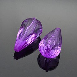 Orchid Transparent Acrylic Beads, Faceted, Teardrop, Orchid, 21x11mm, Hole: 2mm, about 395pcs/500g