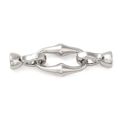 Real Platinum Plated Brass Fold Over Clasps, Real Platinum Plated, Ring: 18x11.5x4.5mm, Clasp: 12x6.5x5.5mm