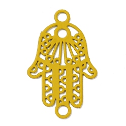 Verge D'or Foncé 430 charmes de connecteur en acier inoxydable, embellissements en métal gravé, liens de la main hamsa religion, verge d'or noir, 21x13x0.5mm, trou: 1.8 mm et 1.6 mm