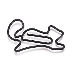 Black Squirrel Shape Iron Paperclips, Cute Paper Clips, Funny Bookmark Marking Clips, Black, 21x34x1mm