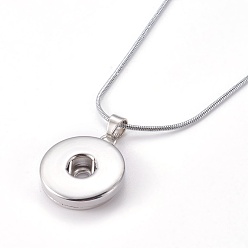 Платина Модный оснастки ожерелье решений, латунь ожерелье решений, с конечными железными цепями, подходит для плоских кнопок круглых досрочных, платина, 18.8 дюйм