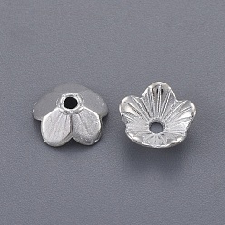 Silver Alloy Bead Caps, Cadmium Free & Lead Free, Flower, Silver, 10x10x3mm, Hole: 1.5mm