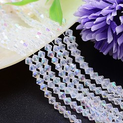 Clear AB Faceted Imitation Austrian Crystal Bead Strands, Grade AAA, Bicone, Clear AB, 10x10mm, Hole: 0.9~1mm, about 40pcs/strand, 15.7 inch