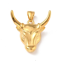 Золотой (1) подвески из нержавеющей стали, бык голова, золотые, 304 мм, отверстие : 35x33x9 мм