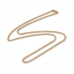 Real 18K Gold Plated 201 Surgical Stainless Steel Curb Chain Necklace for Women Men, Real 18K Gold Plated, 23.62 inch(60cm)