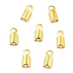 Golden Brass Folding Crimp Ends, Cord Ends, Golden, 9.5x4.5x3mm, Hole: 1.8mm, Inner Diameter: 6.5x3.5mm