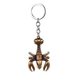 Antique Bronze Alloy Keychain, with Iron Key Ring, Scorpion, Antique Bronze, 120mm