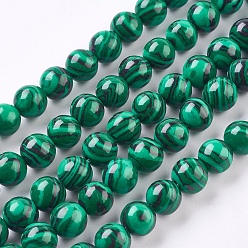 Vert Foncé Perles synthétiques malachite brins, ronde, teint, vert foncé, 8mm, Trou: 1mm, Environ 47~50 pcs/chapelet, 15~15.3 pouce (38~38.9 cm)