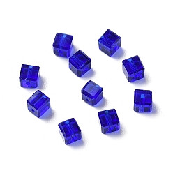 Bleu Moyen  Verre imitation perles de cristal autrichien, facette, suqare, bleu moyen, 4x4x4mm, Trou: 0.9mm