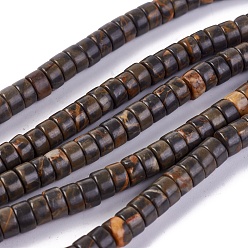 Other Jasper Natural Coffee Jasper Beads Strands, Heishi Beads, Flat Round/Disc, 6x3~3.3mm, Hole: 0.8mm, about 122pcs/strand, 16 inch(40cm)