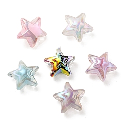 Mixed Color UV Plating Rainbow Iridescent Transparent Acrylic Beads, Two Tone, Star, Mixed Color, 15.5~16x16.5x9.5mm, Hole: 2.6mm