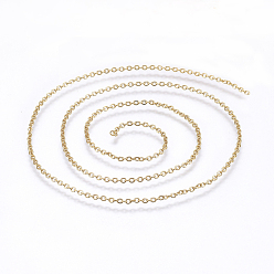Oro 304 cadenas de cable de acero inoxidable, soldada, Plano Oval, dorado, 2x1.5x0.4 mm