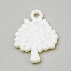 Blanc Pendentifs acryliques opaques, arbre, blanc, 30x22.5x3mm, trou: 3 mm, environ 430 pcs / 500 g