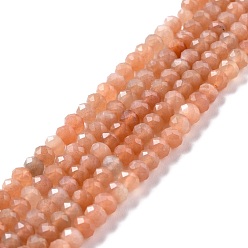 Sunstone Natural Sunstone Beads Strands, Faceted, Rondelle, 5.5x4mm, Hole: 0.8mm, about 93pcs/strand, 15.35''(39cm)