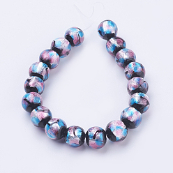 Coloré Perles de verre au chalumeau faites à la main en argent, ronde, colorées, 10~11mm, Trou: 2mm, Environ 18 pcs/chapelet, 7.08 pouce (18 cm)