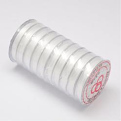 White Flat Elastic Crystal String, Elastic Beading Thread, for Stretch Bracelet Making, White, 0.8mm, about 10.93 yards(10m)/roll