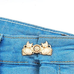 Golden Alloy Jean Buttons Pins, Waist Tightener, Fox, Closure Sewing Fasteners for Garment Accessories, Golden, 17x36.5x3.5mm